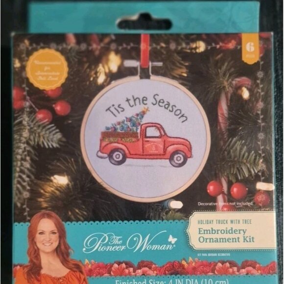 The Pioneer Woman Other - The Pioneer Woman Holiday Red Truck with Tree Embroidery Christmas Ornament Kit